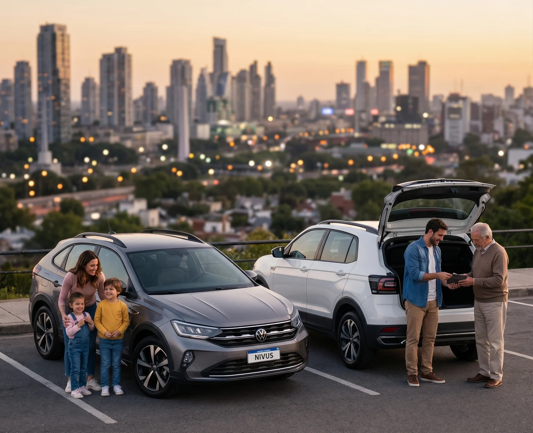 Familia recibiendo las llaves de su Volkswagen 0km